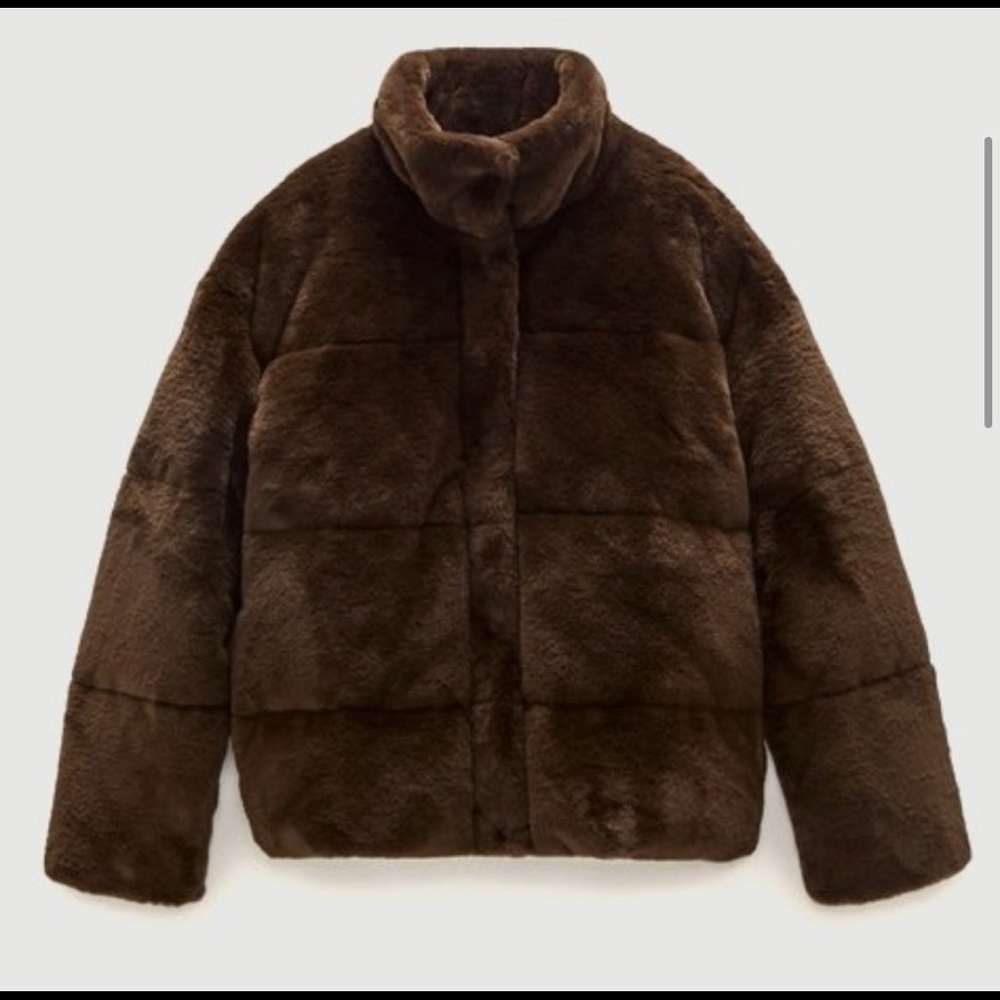 Zara faux fur brown jacket size XS